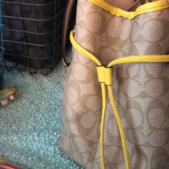 Yellow Stripe Coach Handbag - Picture 2 of 8